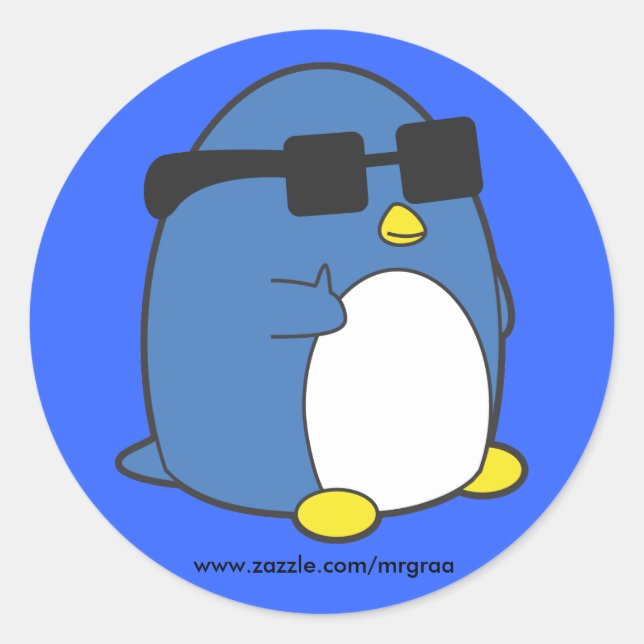 Cool Penguino Classic Round Sticker (Front)