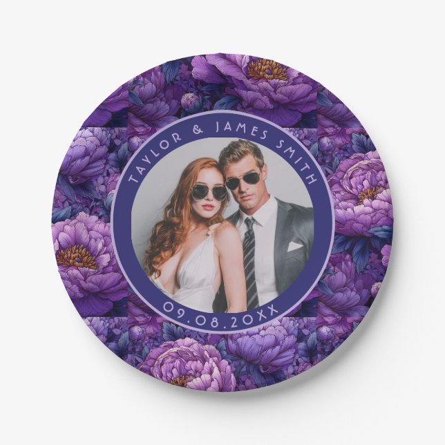 Cool Peonies Plates For Bachelor Party (Front)
