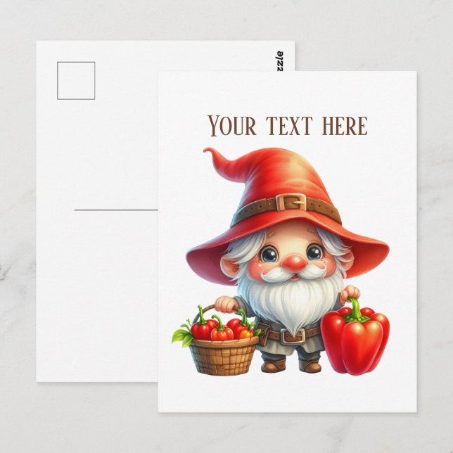 Cool pepper gnome customizable  postcard (Front/Back)