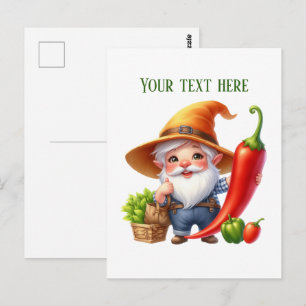 Cool pepper gnome customizable postcard