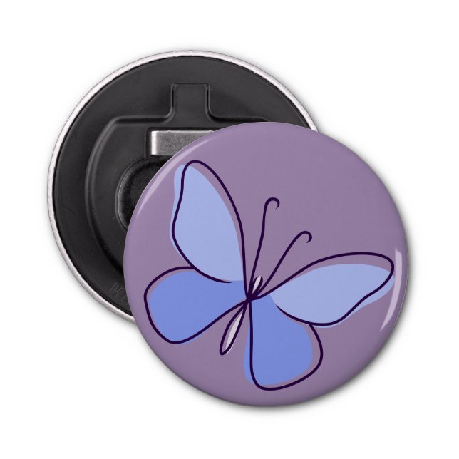 Cool Periwinkle Purple-Blue Butterfly Doodle Bottle Opener (Front)