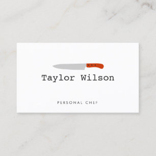 Cool Personal Chef Knife Logo White Catering Business Card