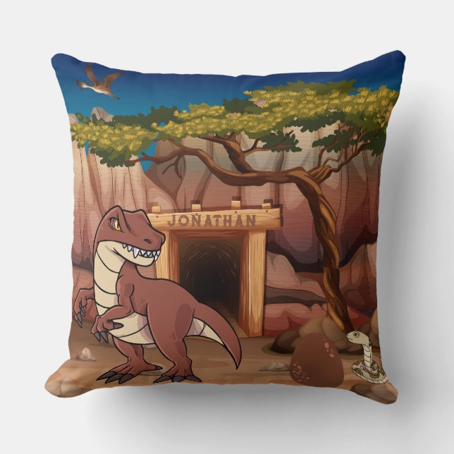 Cool personalized Dinosaur Jurassic Animal brown Throw Pillow (Front)