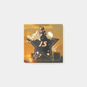 Cool Personalized Gold Black Stars Post-It Notes