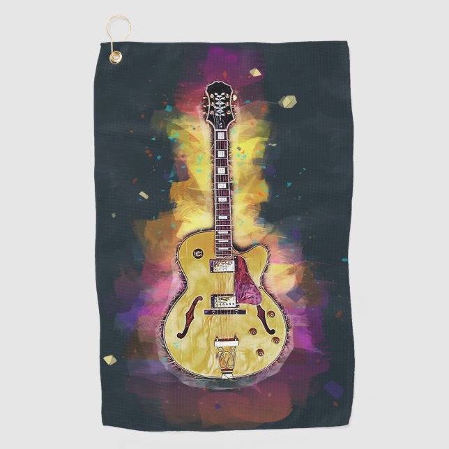 Cool Personalized Guitar Art Golf Towel (Front)