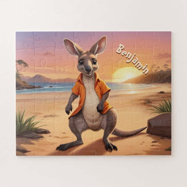 Cool Personalized Kangaroo Jigsaw Puzzle (Horizontal)
