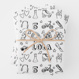 Cool Personalized Kids Colouring Birthday Musical Wrapping Paper Sheet