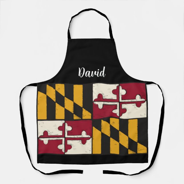 Cool Personalized Maryland Flag Chef Apron (Front)