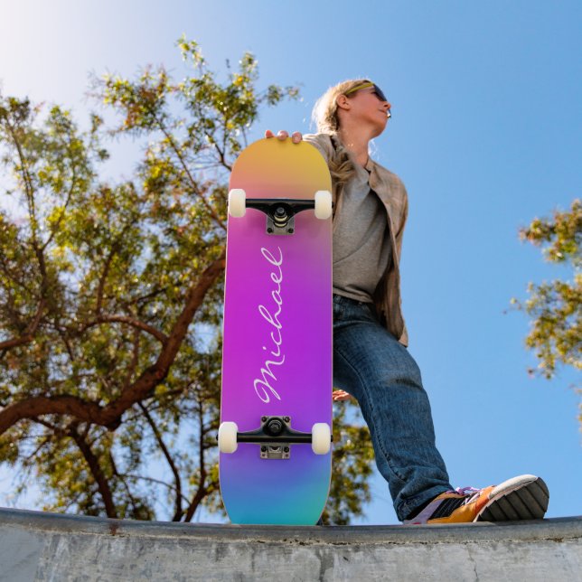 Cool Personalized Neon Ombre Skateboard (Outdoor 1)