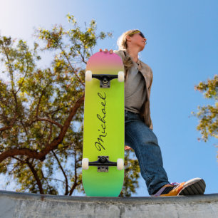 Cool Personalized Neon Ombre Skateboard