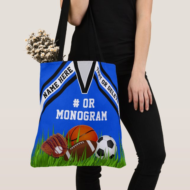 Cool Personalized Sports Tote Bag, Your Text (Close Up)