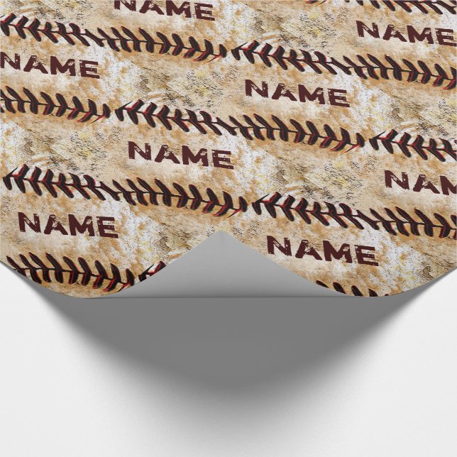 Cool Personalized Vintage Baseball Wrapping Paper (Corner)