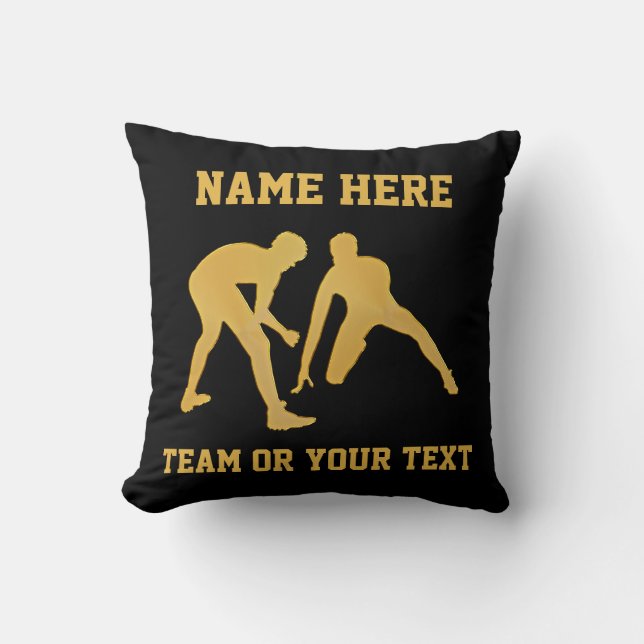 Cool Personalized Wrestling Team Gifts YOUR TEXT Throw Pillow (Front)