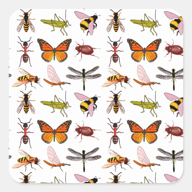 Cool PERSONNALISABLE INSECTE CARRÉ STICKERS (Devant)