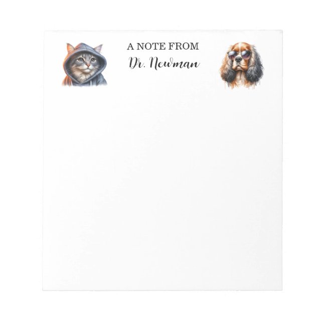 Cool Pets Personalized Veterinarian Notepad (Front)