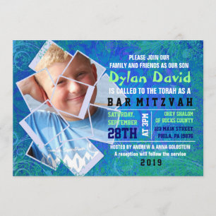 COOL PHOTO COLLAGE Bar Mitzvah Invitation Invite