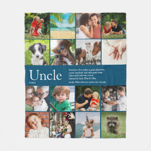 Cool Photo Collage Fun Uncle Funcle Definition Fleece Blanket