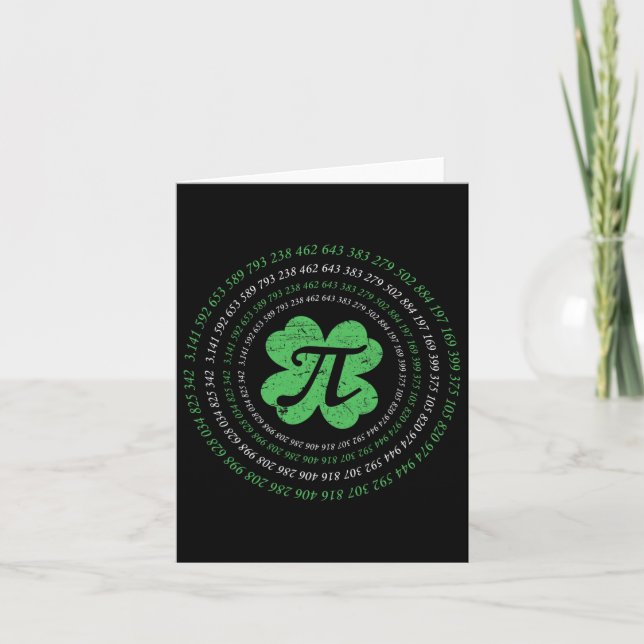 Cool Pi Day Shamrock Saint Patrick's Day Math Geek Card (Front)