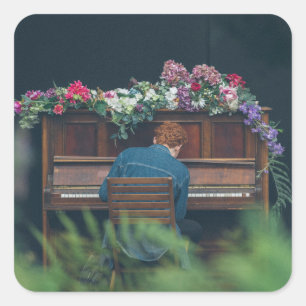 Cool Piano Artwork Square Sticker