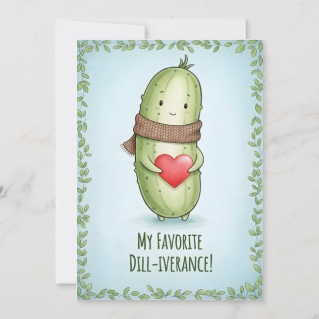 Cool Pickle Lover Dill With It funny pun gift Thank You Card (Front)
