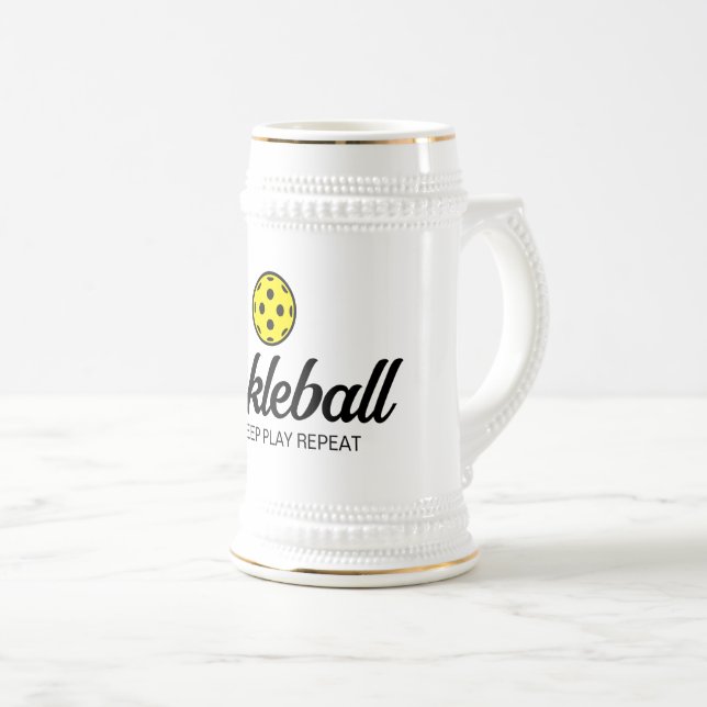 Cool pickleball beer stein gift for enthusiasts (Front Right)