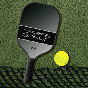 Cool Pickleball Dink Pun Gradient Initials Black Paddle