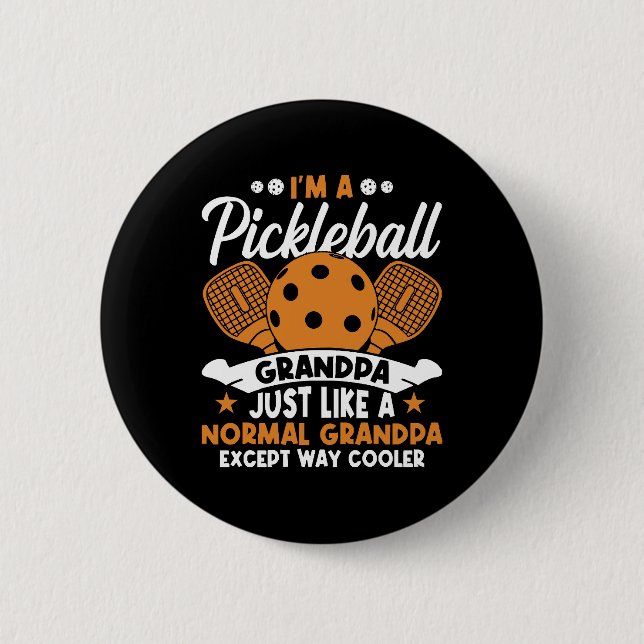 Cool Pickleball Grandpa Player 2 Inch Round Button (Front)
