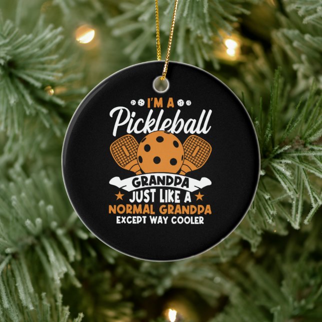 Cool Pickleball Grandpa Player Ceramic Ornament (Tree)