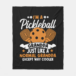 Cool Pickleball Grandpa Player Fleece Blanket