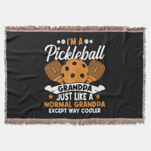 Cool Pickleball Grandpa Player Throw Blanket