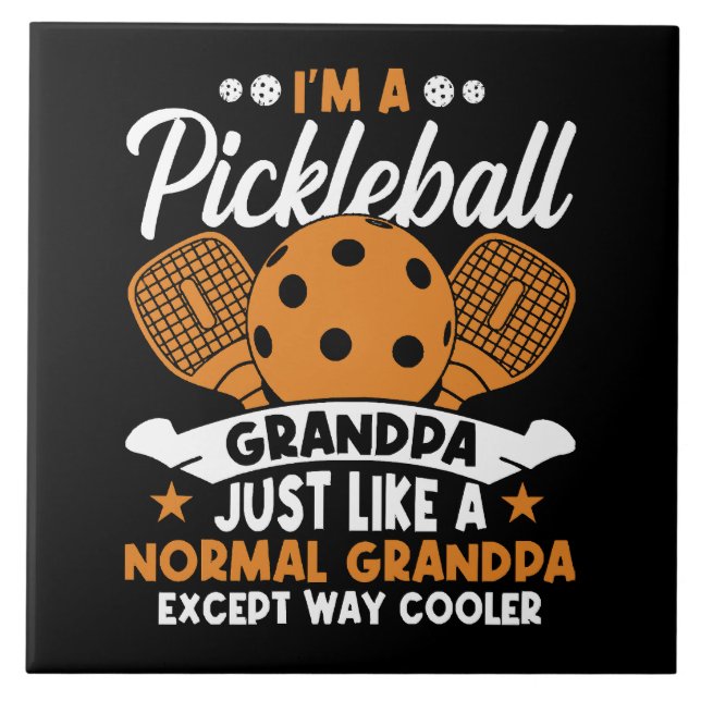 Cool Pickleball Grandpa Player Tile (Front)
