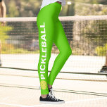 Cool Pickleball Leggings Yellow Ball Custom Text<br><div class="desc">The perfect leggings for pickleball enthusiasts. High quality leggings with the word PICKLEBALL and a yellow pickleball on each side. Fun for casual social play or tournament match play - easily change the background colour to match your club/team's colours. Just click on customize and scroll down to the colour picker....</div>