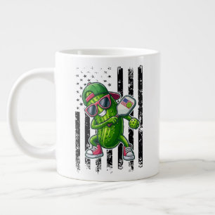 Cool Pickleball Player Pickle USA Flag Sports Large Coffee Mug