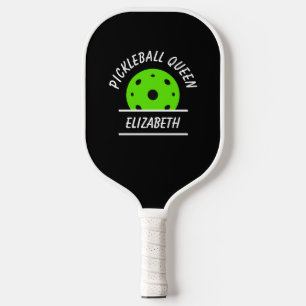 Cool Pickleball Wizard Name Text Ball Black Green Pickleball Paddle