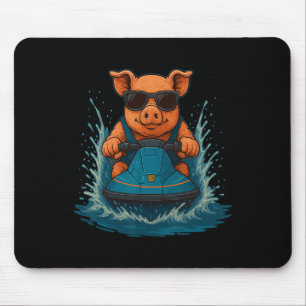 Cool Pig With Sungles Farm Animal Jet Ski Rider Su Mouse Pad
