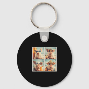Cool Pigs With Sungles Farm Animal Vacation Beach Keychain