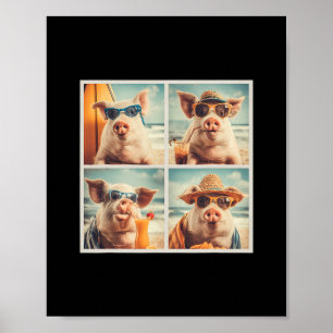 Cool Pigs With Sungles Farm Animal Vacation Beach Poster