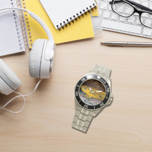 Cool Pilot Airplane Photo Birthday Personalized Watch