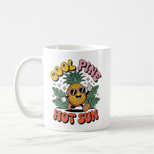 Cool Pine Hot Sun Retro Pineapple Summer Vibes Coffee Mug