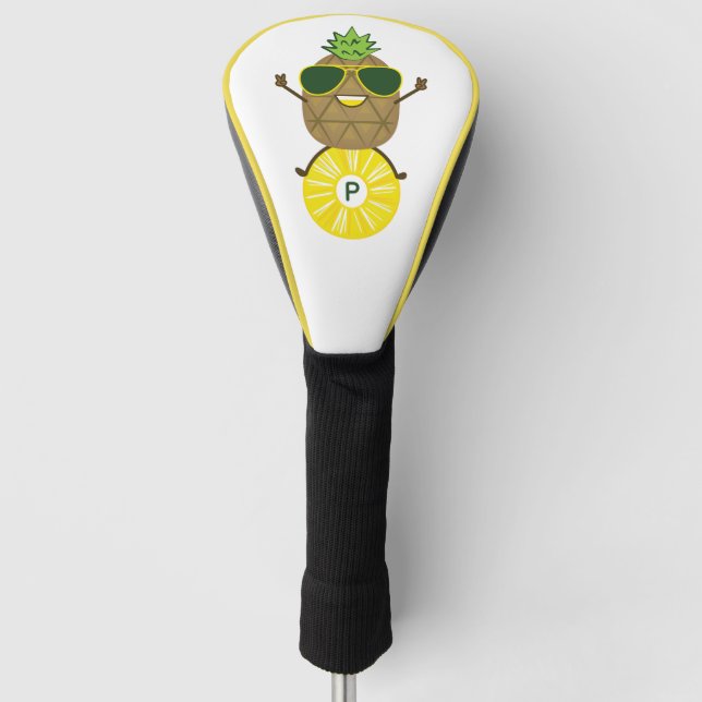 Cool Pineapple Dude Rolling on a Pineapple Ring Golf Head Cover (Front)