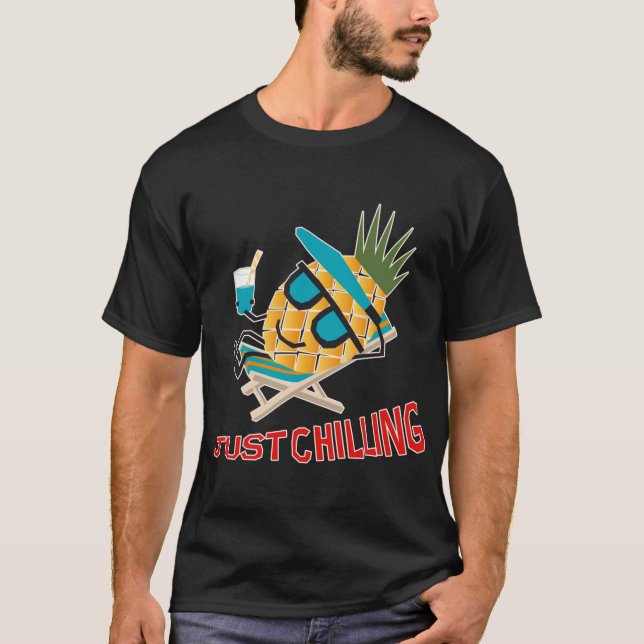 Cool Pineapple Fruit Chilling Funny Kawaii Summer  T-Shirt (Front)