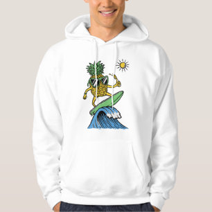 Cool Pineapple is Surfing in the Sea Vibrant beach Hoodie