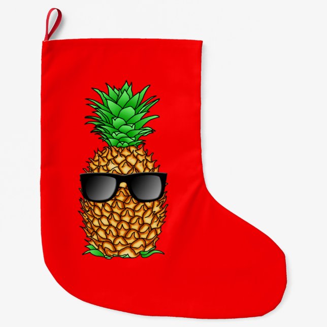 Cool Pineapple Large Christmas Stocking (Front)