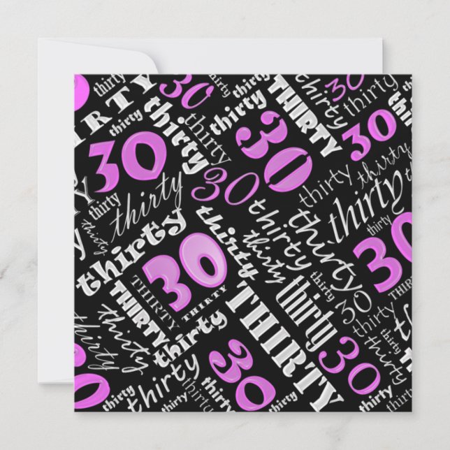 Cool Pink 30th Birthday Party Invitation (Front)