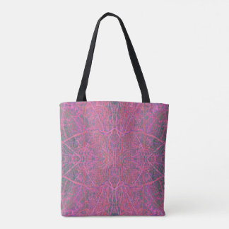 Cool Pink and Green Abstract Branch Pattern Tote Bag