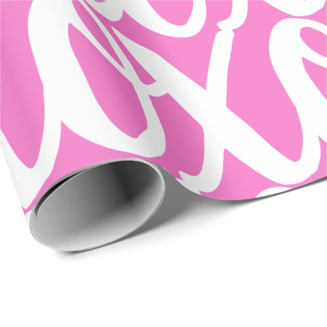 Cool Pink and White Fun Pattern Wrapping Paper (Roll Corner)