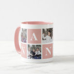 Cool Pink and White Photo Collage Nanna Mug<br><div class="desc">The perfect gift for your grandma. Personalized pink and white photo collage mug. More colour options available from Mugs collection. https://www.zazzle.com/collections/mugs-119526869649807116</div>