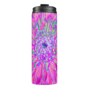 Cool Pink Blue and Purple Artsy Dahlia Bloom Thermal Tumbler