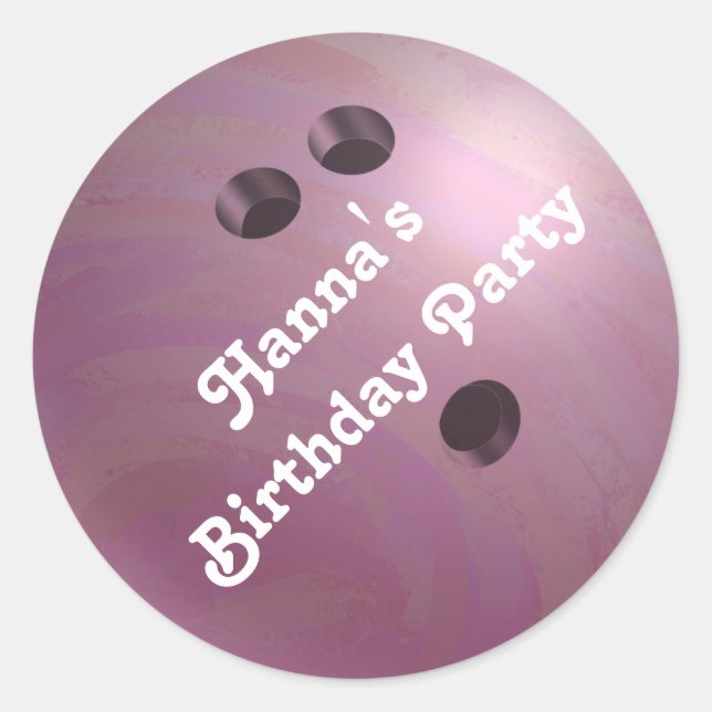 Cool Pink Bowling Ball Custom Party Sticker (Front)