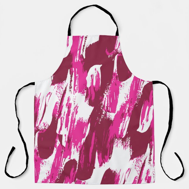Cool pink brush stroke modern seamless pattern apron (Front)
